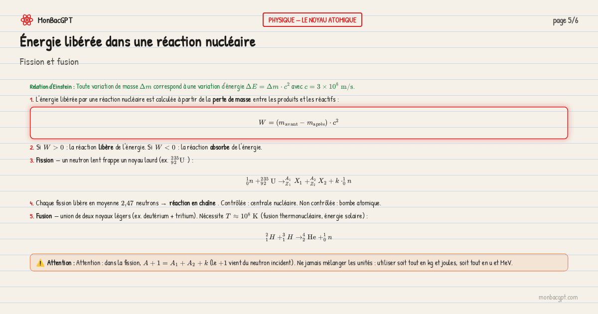 energie reactions nucleaires
