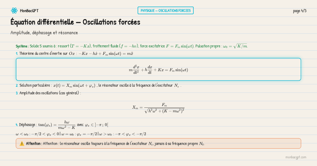 equation differentielle forcee